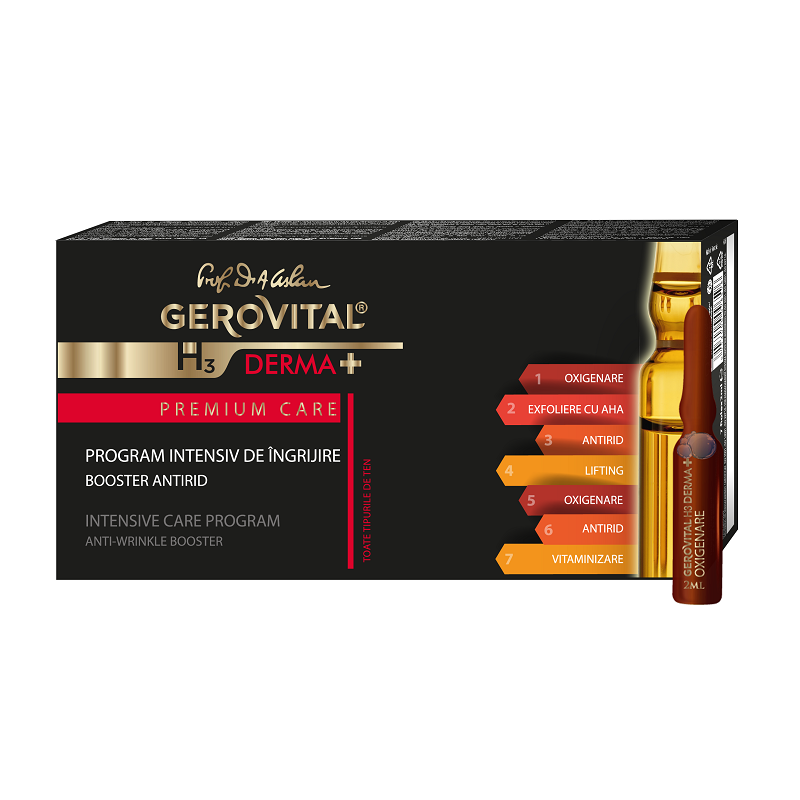 Gerovital H3 Derma+ Premium Care Program Intensiv de Ingrijire 2ml x 7fi
