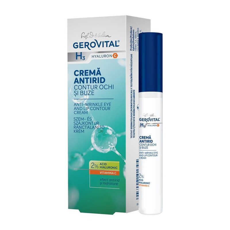 Gerovital H3 Hyaluron C Crema Antirid Contur Ochi si Buze 15ml