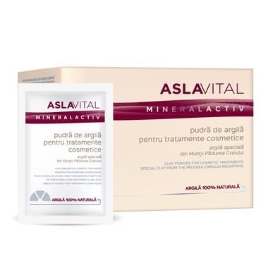 Aslavital Mineralactiv Pudra de Argila pt Tratamente Cosmetice 20g x 10plic