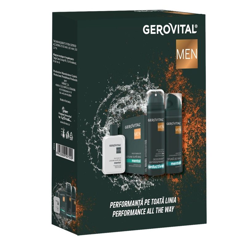 Gerovital Men 44410 Caseta Lot dupa Ras 100ml+Deodorant 150ml+Spuma de Ras 200ml