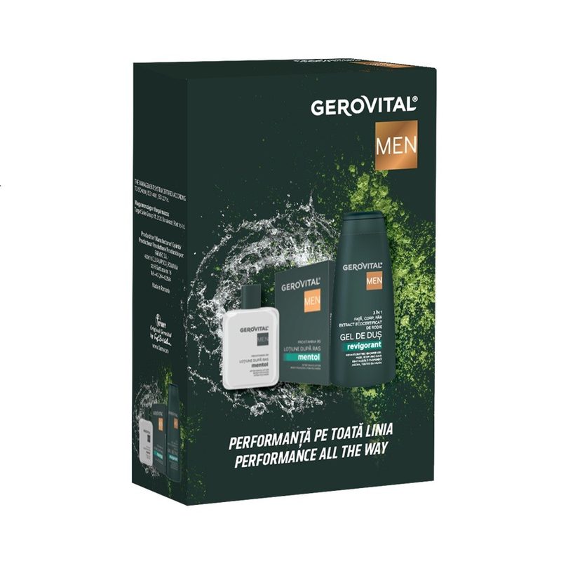Gerovital Men Caseta Lot dupa Ras Mentol 100ml+Gel de Dus Revigorant 3in1 400ml