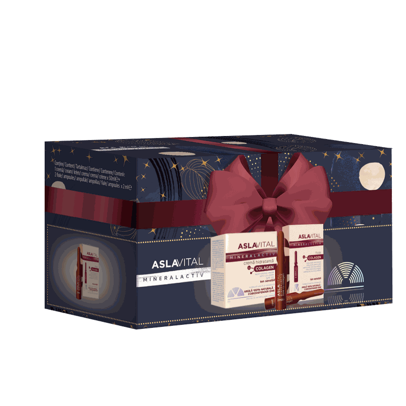 Aslavital Caseta Mineralactiv Crema Hidratanta si Fiole cu Colagen 44650