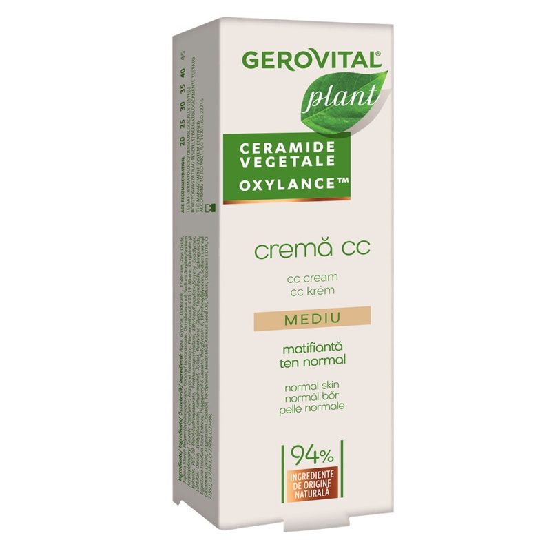Gerovital Plant Crema CC Mediu Ceramide Vegetale si Oxylance 30ml