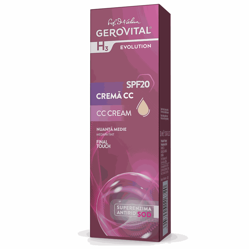 Gerovital H3 Evolution Crema CC SPF20 Nuanta Medie 30ml