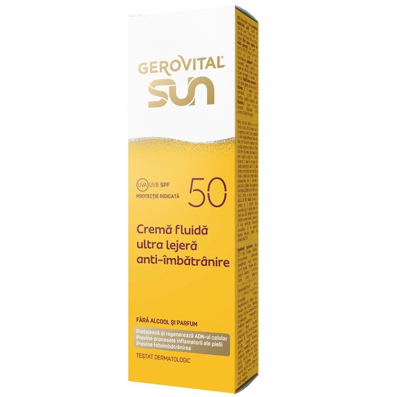 Gerovital Sun Crema Fluida Ultra Lejera Anti Imbatranire SPF50 50ml