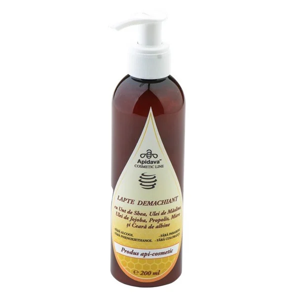 Apidava Lapte Demachiant cu Unt de Shea Uleiuri Vegetale Propolis Miere si Ceara de Albine 200ml