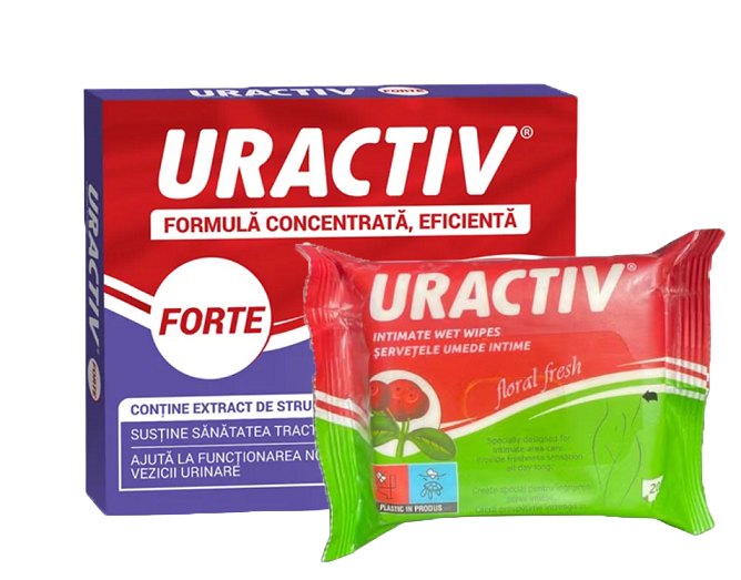 Uractiv Forte x 20cps+Servetele Intime Pachet Terapia