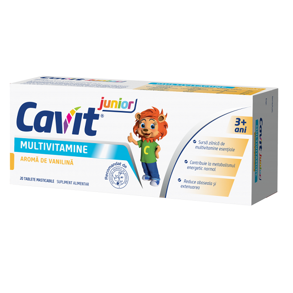 Cavit Junior Multivitamine Vanilie x 20cpr mast Biofarm