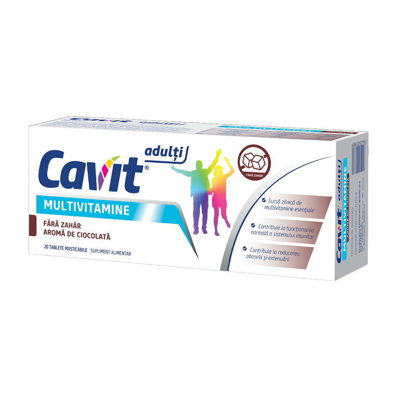 Cavit Adulti Multivitamine Ciocolata fara Zahar x 20cpr mast Biofarm