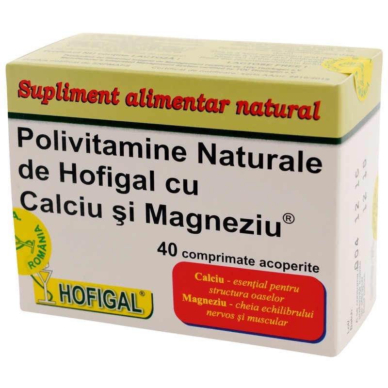 Hofigal Polivitamine Naturale cu Calciu si Magneziu x 40cps
