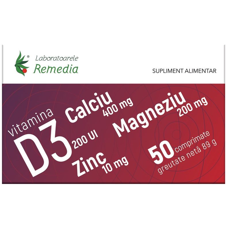 Calciu+Mg+Zn+Vit.D3-cpr. x 50 Lab.Remedia