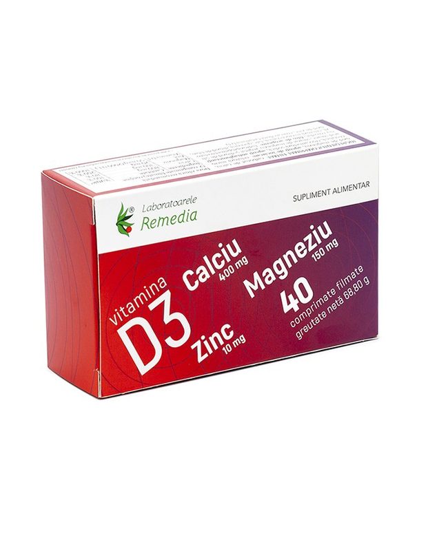 Calciu+Magneziu+Zinc+Vitamina D3 x 40cpr Remedia