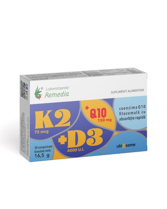 K2 + D3 + Q10 Ubiqsome x 30cpr Remedia