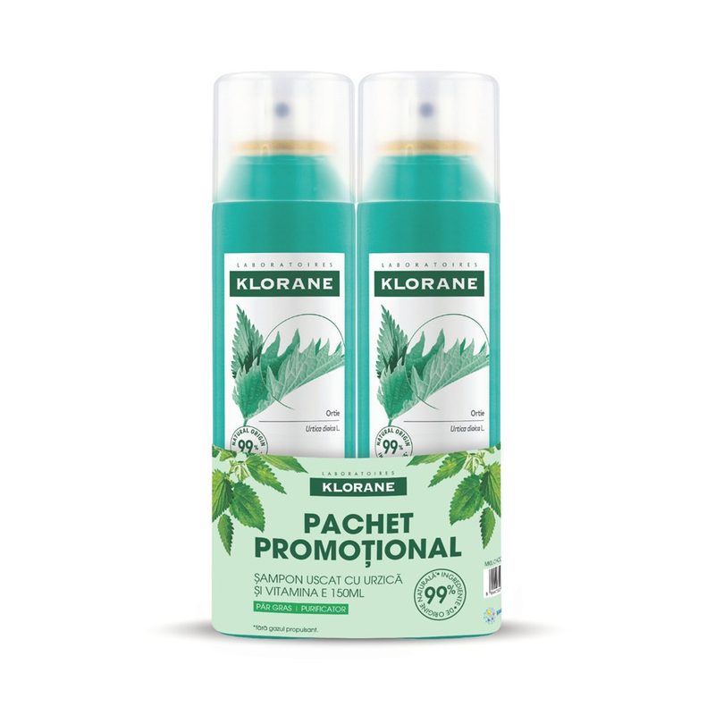Klorane Sampon Uscat Urzica 150ml 1+1 Pachet Promotional