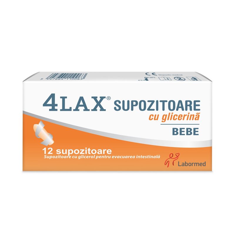 4Lax Supozitoare cu Glicerina Bebe 750mg x 12sup Labormed