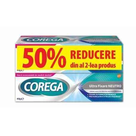 Corega Ultra Fixare Neutro Crema 40g GSK Pachet 1+1 50%