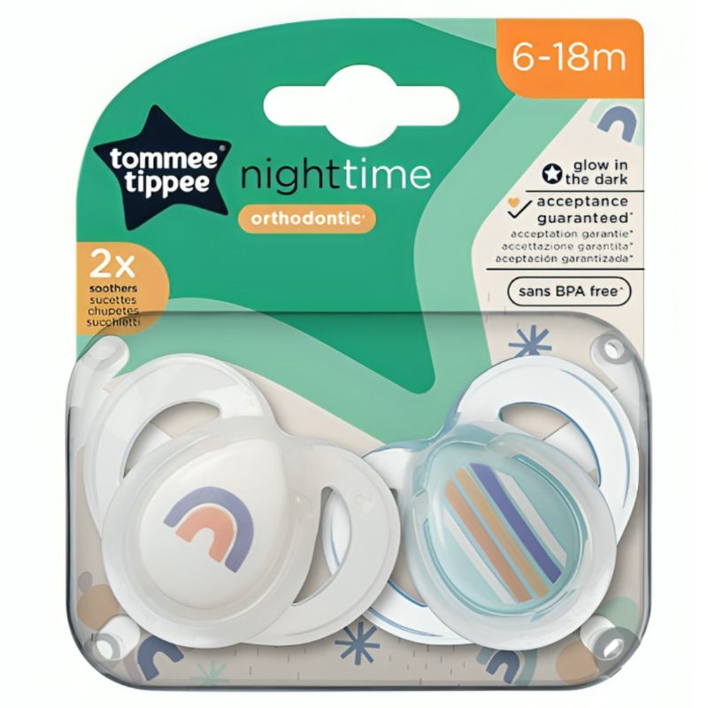 Tommee Tippee Suzete Ortodontice de Noapte 6-18l Curcubeu x 2buc