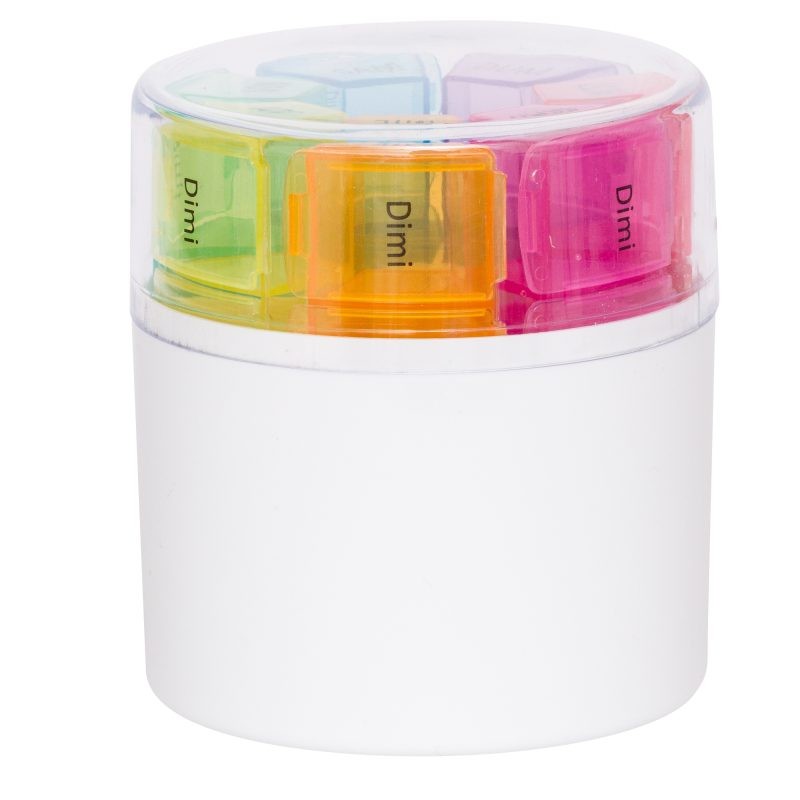 Organizator Medicamente Saptamanal Rotund x 4 Casete Colorate/Zi BS