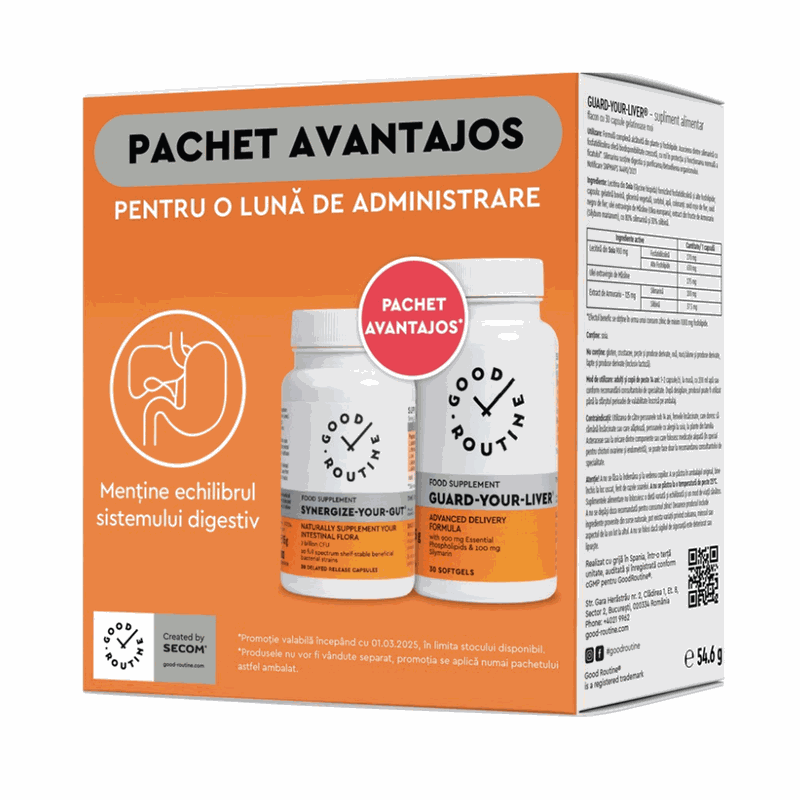 Secom Synergize Your Gut x 30cps+Guard Your Liver x 30cps Pachet Avantajos