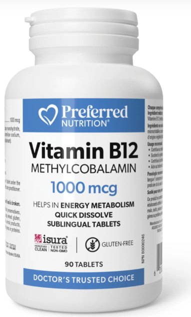 Vitamina B12 1000mcg x 90cpr subling Preferred Nutrition