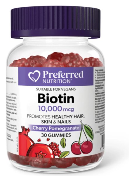 Biotin 10000mcg Gummy x 30jeleuri Preferred Nutrition