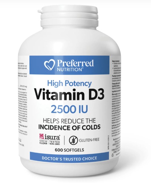 Vitamina D3 2500UI x 600cps moi Preferred Nutrition