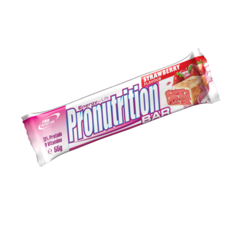 Baton Proteic Energizant cu Aroma de Capsuni 55 g Pro Nutrition