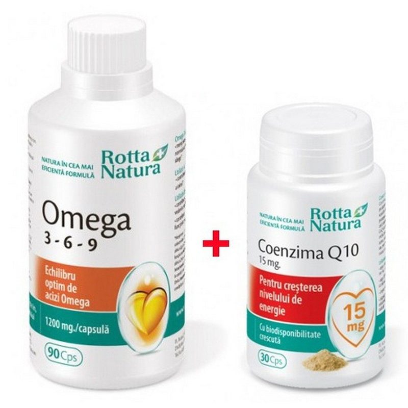 Rotta Natura Pachet Omega 3-6-9 x 90cps + Coenzima Q10 15mg x 30cps