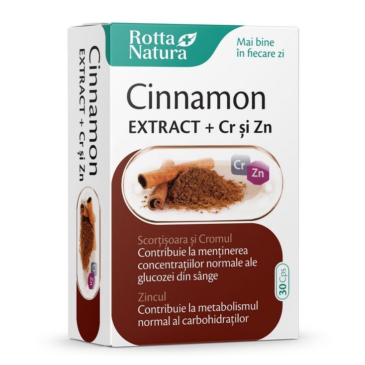 Rotta Natura Cinnamon Extract + Crom si Zinc x 30cps