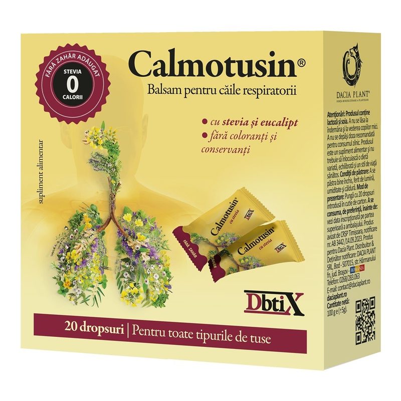 Dacia Plant Calmotusin Dropsuri Stevia si Eucalipt 100g x 20buc