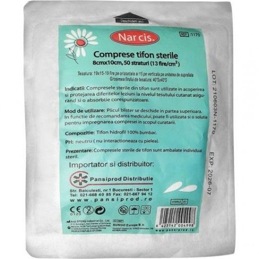 Narcis Compresa Tifon Sterile 8cm x 10cm