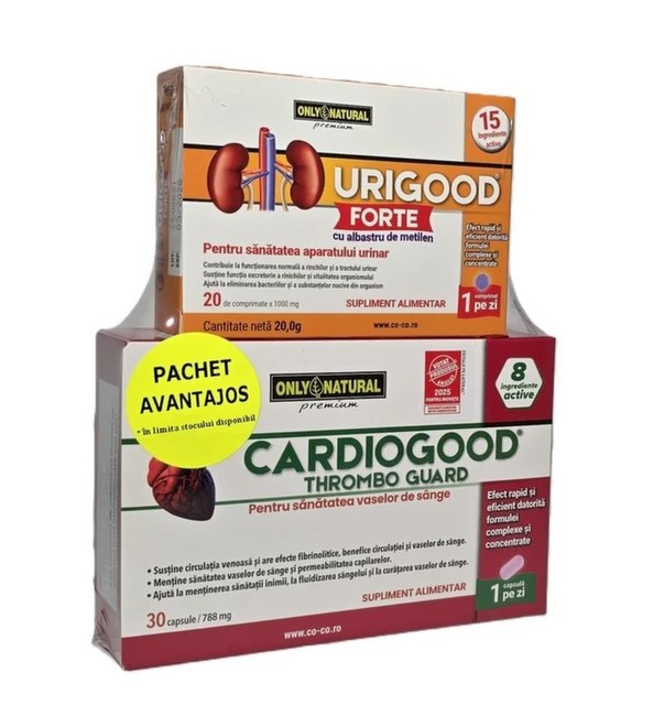 Cardiogood x 30cps+Urigood Forte x 20cpr Pachet Avantajos Only Natural