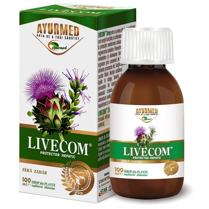 Ayurmed Livecom Sirop fara Zahar 100ml