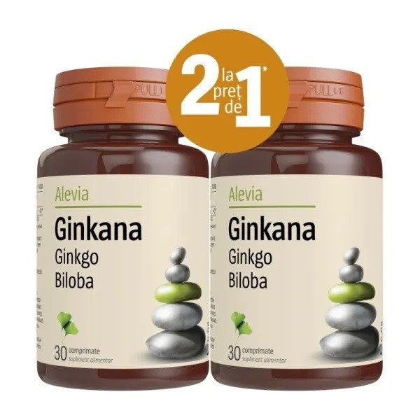 Alevia Ginkana Ginkgo Biloba 40mg x 30cpr Pachet 1+1 Gratis