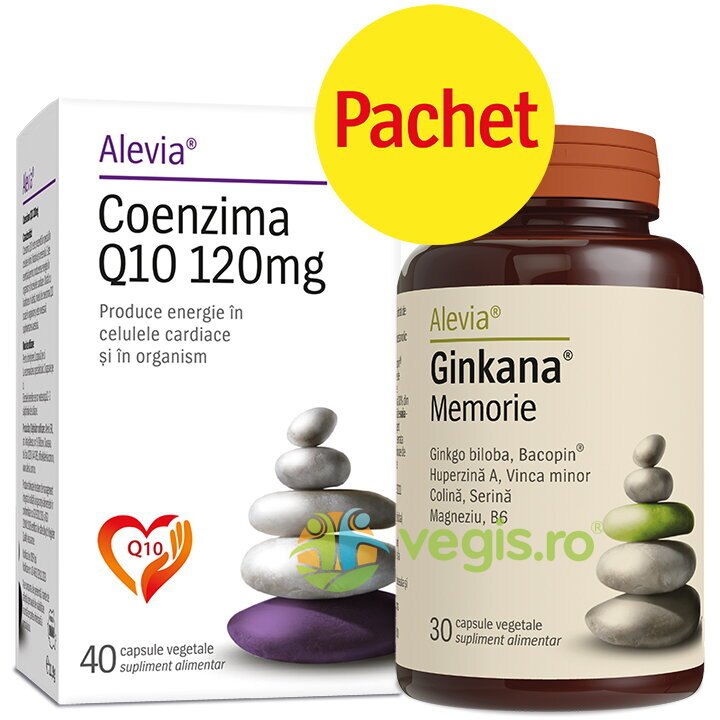 Alevia Coenzima Q10 120mg x 40cps+Ginkana Circulatie x 30cps Pachet