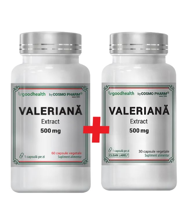 Cosmopharm Valeriana Extract 500mg 60cps + 30cps pachet