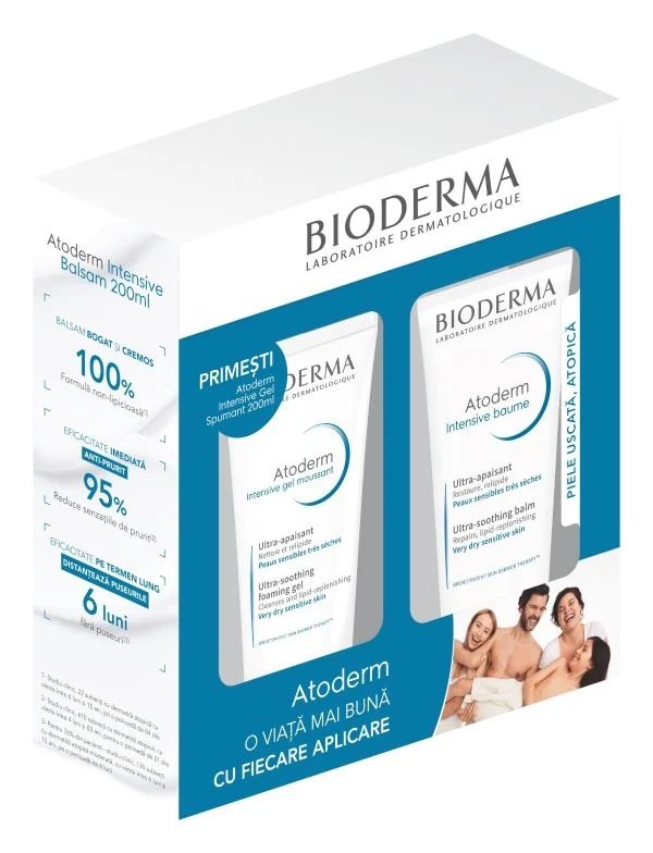 Bioderma Atoderm Intensive Balsam 200ml+Atoderm Intensive Gel Spumant 200ml Pachet Promo
