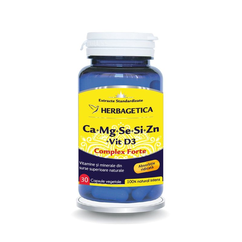 Herbagetica Ca+Mg+Se+Si+Zn Organice cu D3 x 30cps
