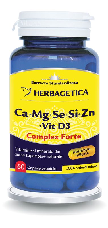 Herbagetica Ca+Mg+Se+Si+Zn Organice cu D3 x 60cps