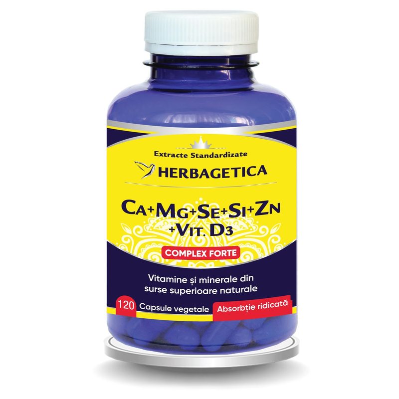 Herbagetica Ca+Mg+Se+Si+Zn Organice cu D3 x 120cps