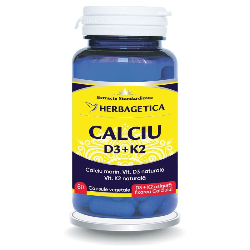 Herbagetica Calciu+D3 cu vit K2 x 60cps