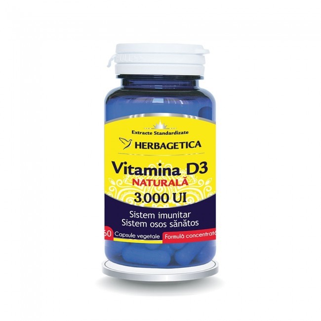 Herbagetica Vitamina D3 Naturala 3000UI x 60cps