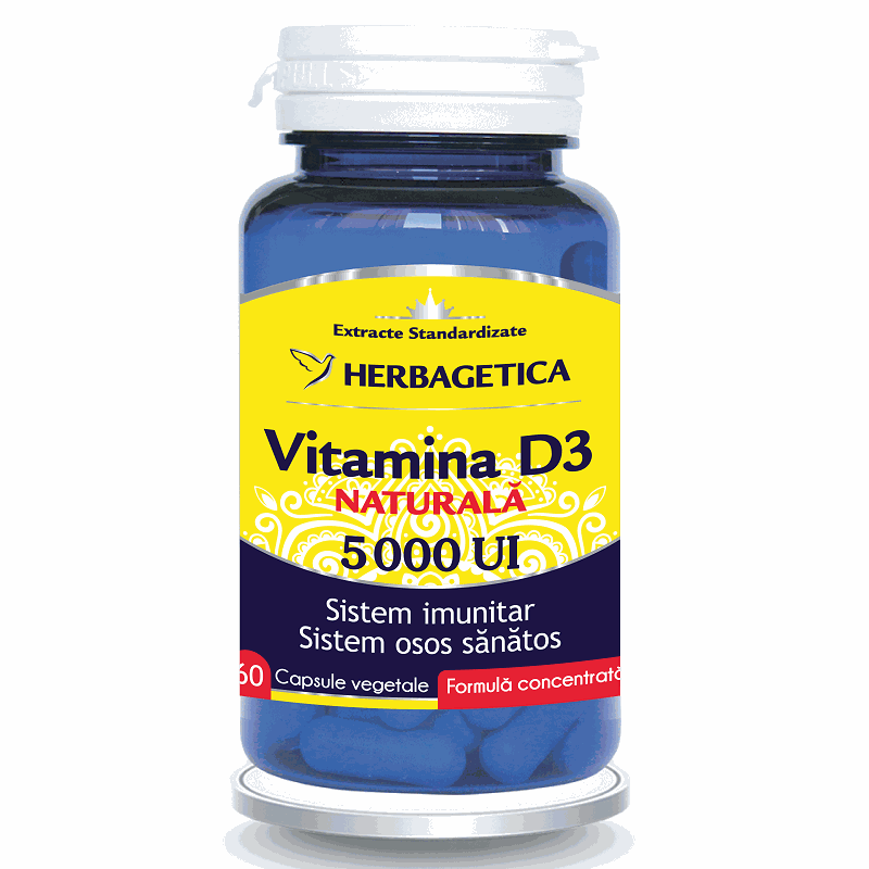 Herbagetica Vitamina D3 Naturala 5000UI x 60cps