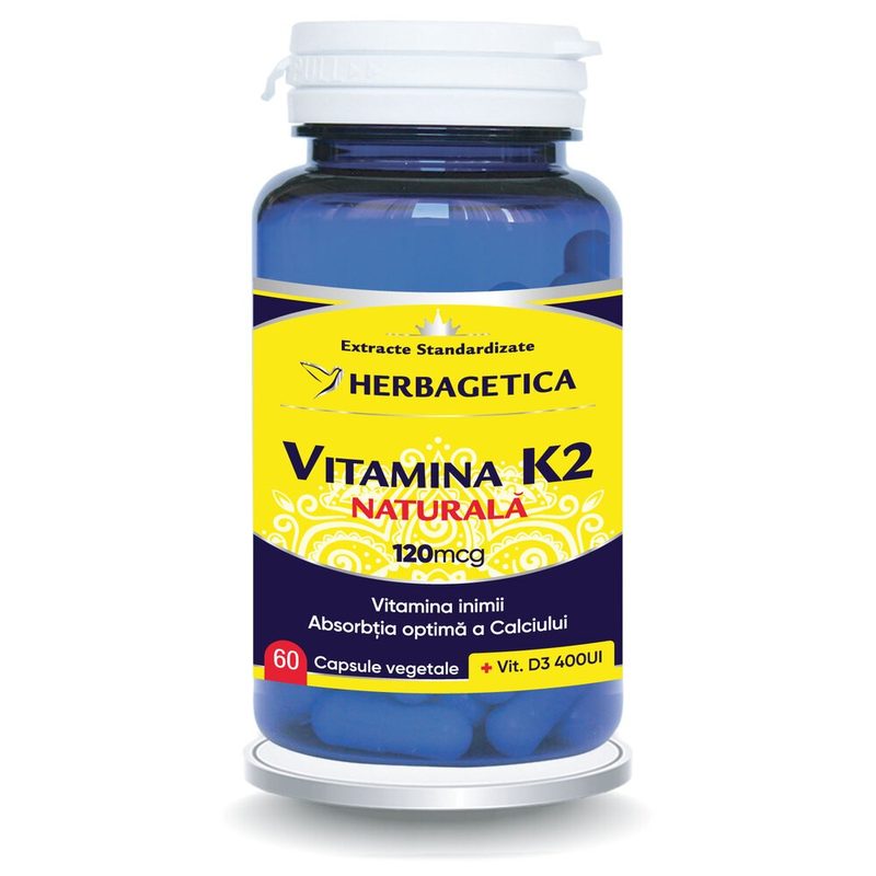 Herbagetica Vitamina K2 Mk7 Naturala 120mcg x 60cps veg