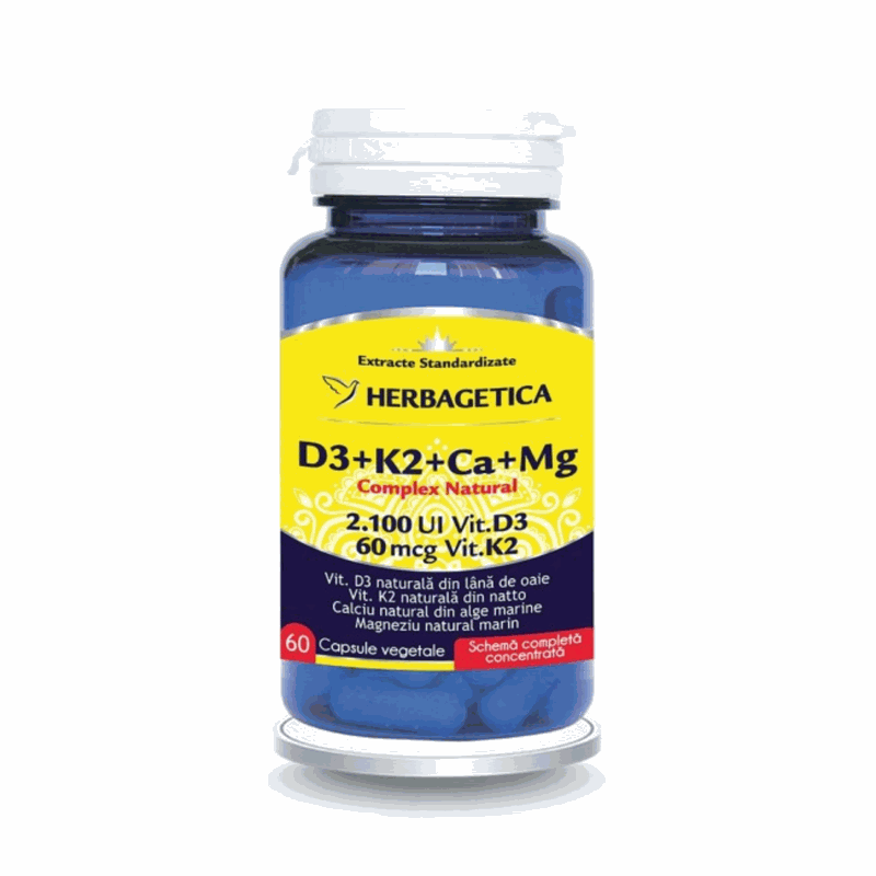 Herbagetica D3+K2+Ca+Mg Complex Natural x 60cps