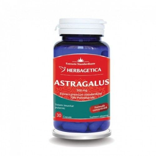 Herbagetica Astragalus 500mg cu 70% Polizaharide x 30cps