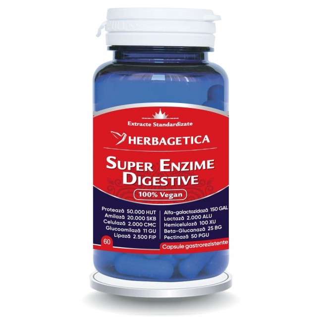 Herbagetica Super Enzime Digestive x 60cps