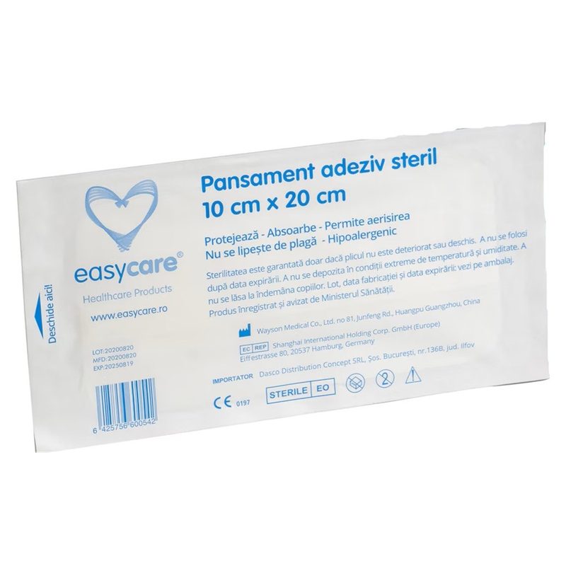 Easycare Pansament Adeziv Steril cu Tampon Absorbant 10cm x 20cm
