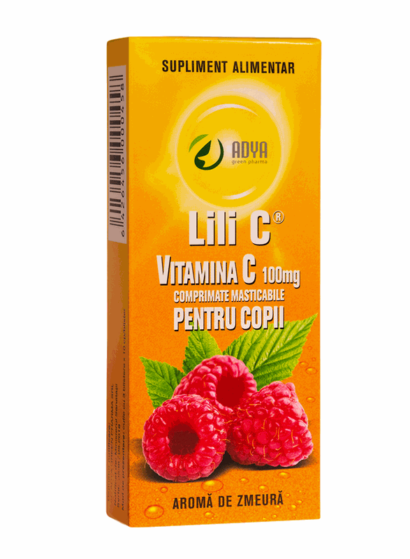 Lili C Vitamina C 100mg Zmeura x 30cpr Adya Green