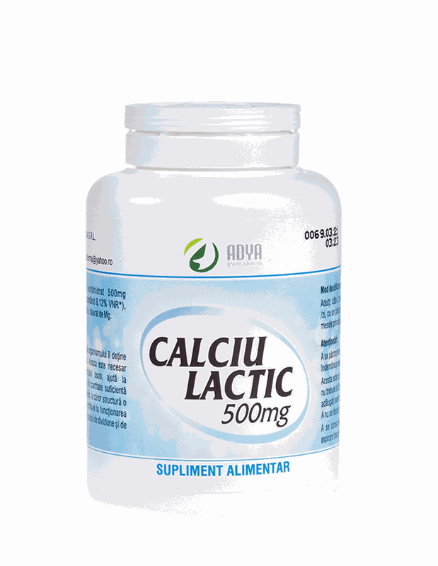 Calciu Lactic 500mg x 50cpr Adya Green
